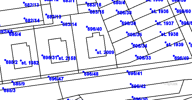 Parcela st. 2009 v KÚ Nové Město nad Metují, Katastrální mapa