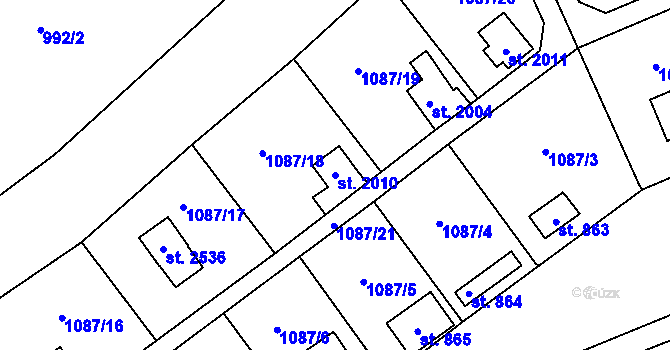 Parcela st. 2010 v KÚ Nové Město nad Metují, Katastrální mapa