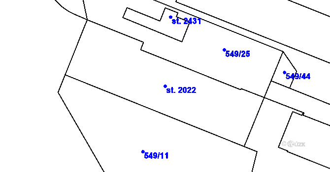 Parcela st. 2022 v KÚ Nové Město nad Metují, Katastrální mapa