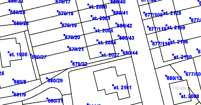 Parcela st. 2027 v KÚ Nové Město nad Metují, Katastrální mapa