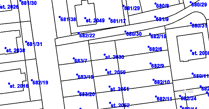 Parcela st. 2030 v KÚ Nové Město nad Metují, Katastrální mapa