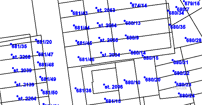 Parcela st. 2034 v KÚ Nové Město nad Metují, Katastrální mapa