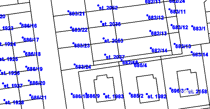 Parcela st. 2037 v KÚ Nové Město nad Metují, Katastrální mapa