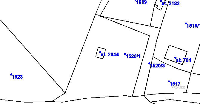 Parcela st. 2044 v KÚ Nové Město nad Metují, Katastrální mapa