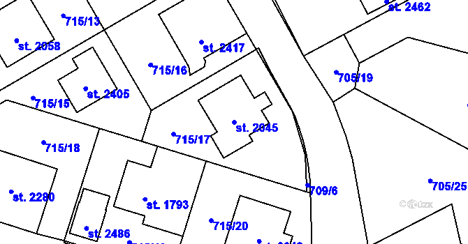 Parcela st. 2045 v KÚ Nové Město nad Metují, Katastrální mapa