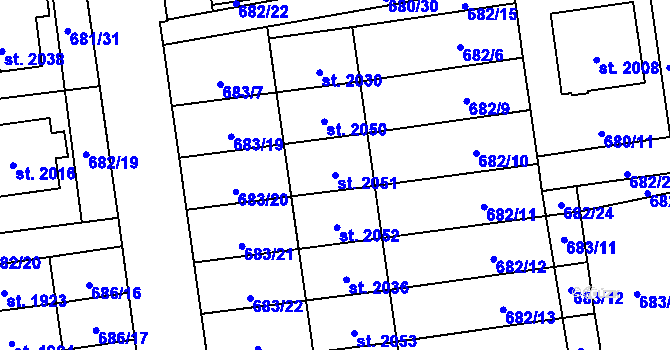 Parcela st. 2051 v KÚ Nové Město nad Metují, Katastrální mapa