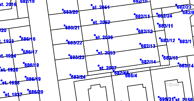 Parcela st. 2053 v KÚ Nové Město nad Metují, Katastrální mapa