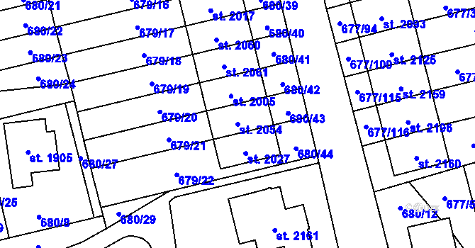 Parcela st. 2054 v KÚ Nové Město nad Metují, Katastrální mapa