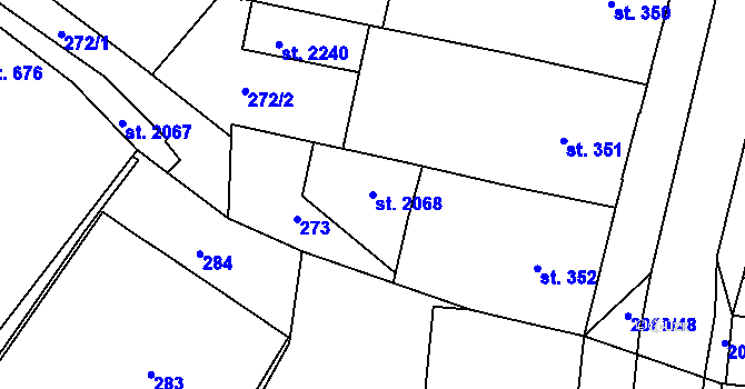 Parcela st. 2068 v KÚ Nové Město nad Metují, Katastrální mapa