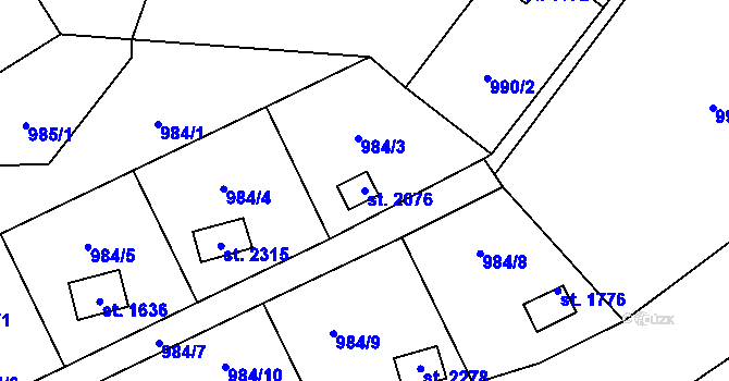 Parcela st. 2076 v KÚ Nové Město nad Metují, Katastrální mapa