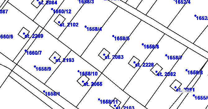 Parcela st. 2083 v KÚ Nové Město nad Metují, Katastrální mapa
