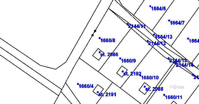 Parcela st. 2086 v KÚ Nové Město nad Metují, Katastrální mapa