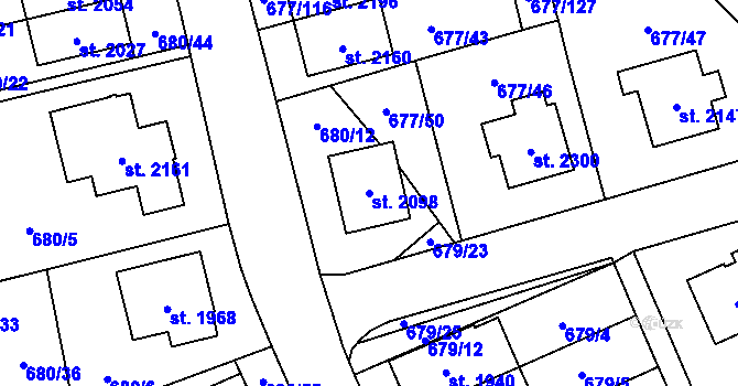 Parcela st. 2098 v KÚ Nové Město nad Metují, Katastrální mapa