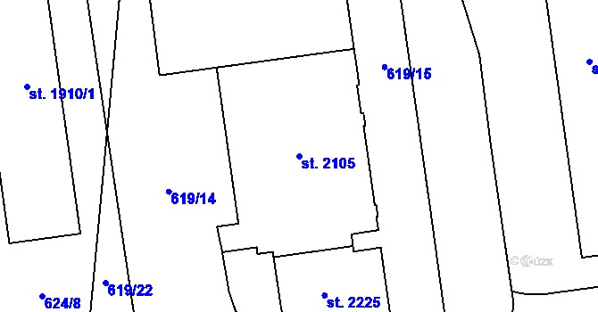Parcela st. 2105 v KÚ Nové Město nad Metují, Katastrální mapa