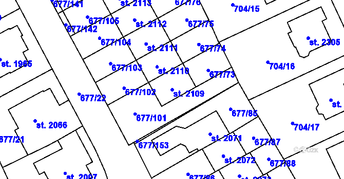 Parcela st. 2109 v KÚ Nové Město nad Metují, Katastrální mapa