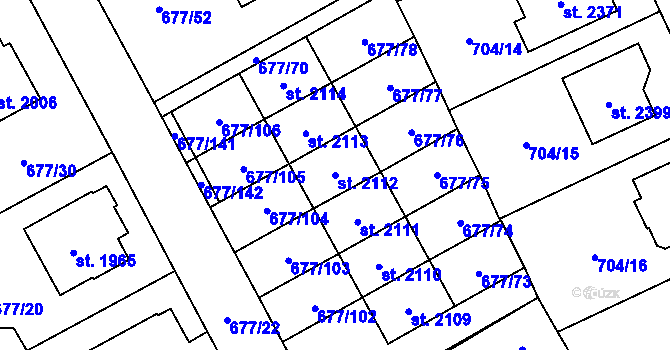 Parcela st. 2112 v KÚ Nové Město nad Metují, Katastrální mapa