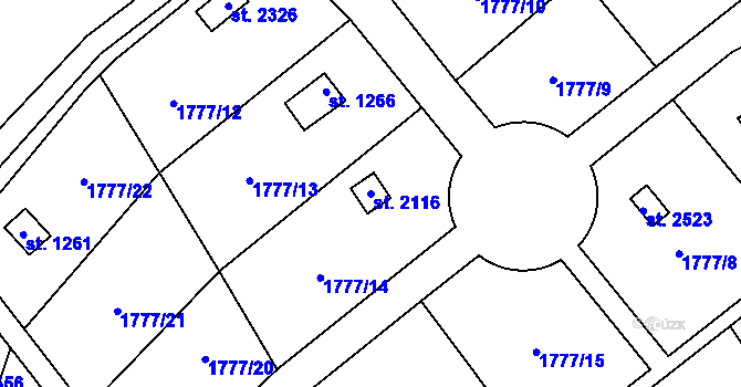 Parcela st. 2116 v KÚ Nové Město nad Metují, Katastrální mapa