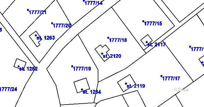 Parcela st. 2120 v KÚ Nové Město nad Metují, Katastrální mapa