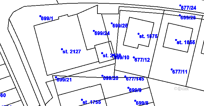 Parcela st. 2128 v KÚ Nové Město nad Metují, Katastrální mapa