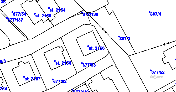 Parcela st. 2150 v KÚ Nové Město nad Metují, Katastrální mapa