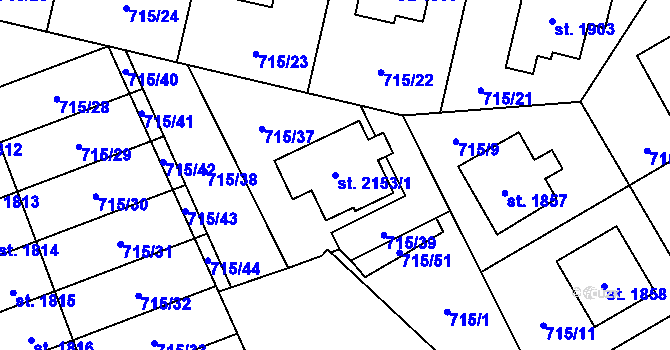 Parcela st. 2153/1 v KÚ Nové Město nad Metují, Katastrální mapa