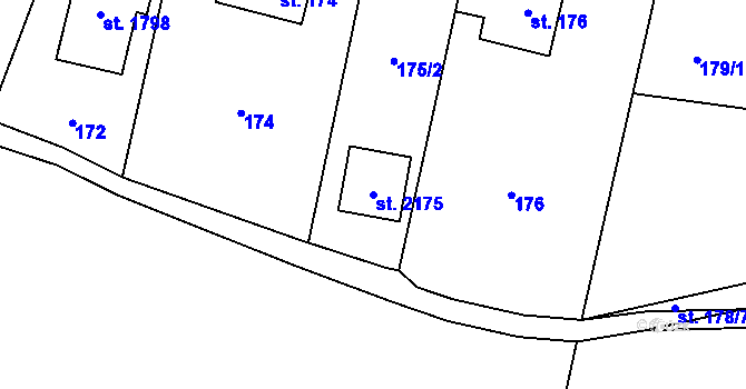 Parcela st. 2175 v KÚ Nové Město nad Metují, Katastrální mapa
