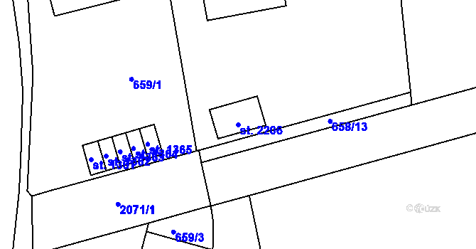 Parcela st. 2206 v KÚ Nové Město nad Metují, Katastrální mapa