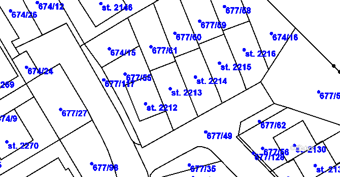 Parcela st. 2213 v KÚ Nové Město nad Metují, Katastrální mapa