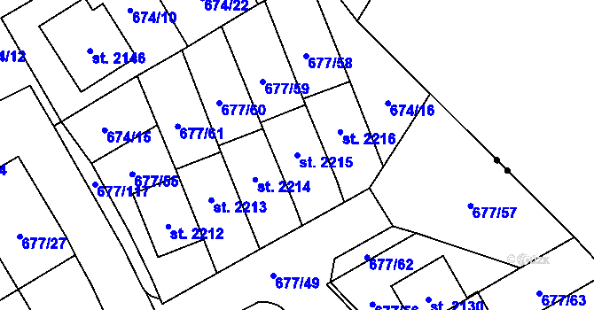 Parcela st. 2215 v KÚ Nové Město nad Metují, Katastrální mapa