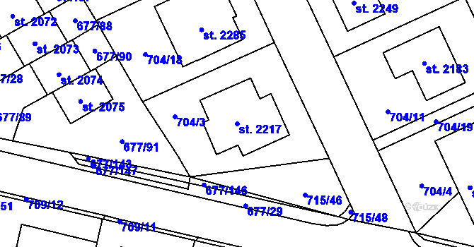 Parcela st. 2217 v KÚ Nové Město nad Metují, Katastrální mapa