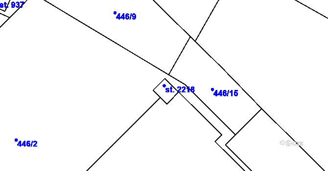Parcela st. 2218 v KÚ Nové Město nad Metují, Katastrální mapa