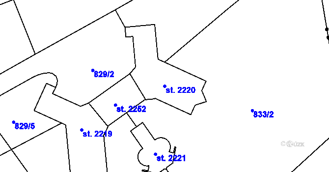 Parcela st. 2220 v KÚ Nové Město nad Metují, Katastrální mapa