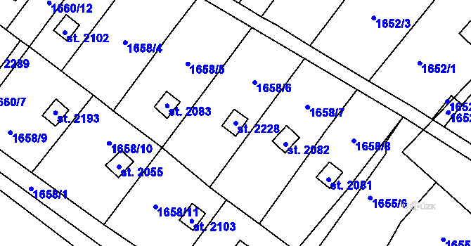 Parcela st. 2228 v KÚ Nové Město nad Metují, Katastrální mapa