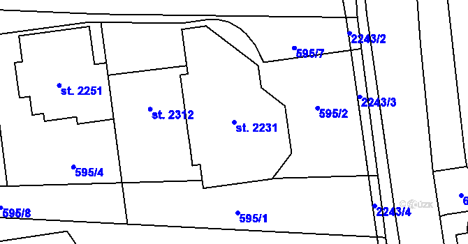 Parcela st. 2231 v KÚ Nové Město nad Metují, Katastrální mapa