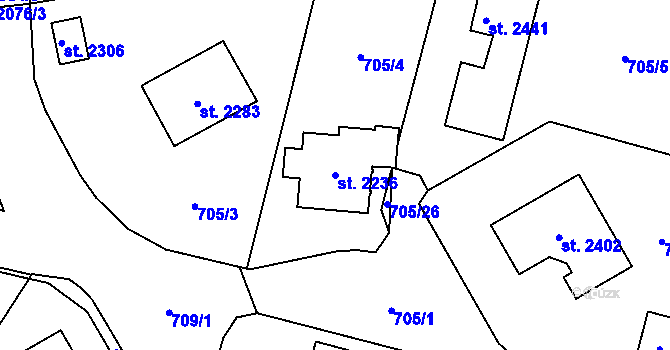 Parcela st. 2236 v KÚ Nové Město nad Metují, Katastrální mapa