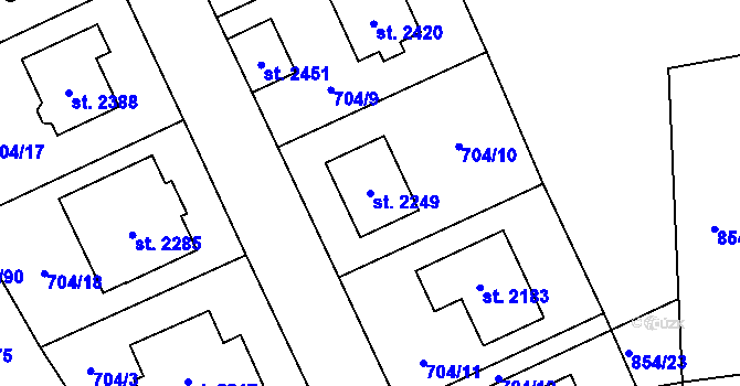 Parcela st. 2249 v KÚ Nové Město nad Metují, Katastrální mapa