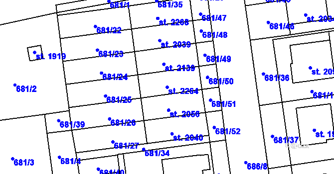 Parcela st. 2264 v KÚ Nové Město nad Metují, Katastrální mapa