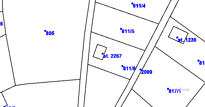 Parcela st. 2267 v KÚ Nové Město nad Metují, Katastrální mapa