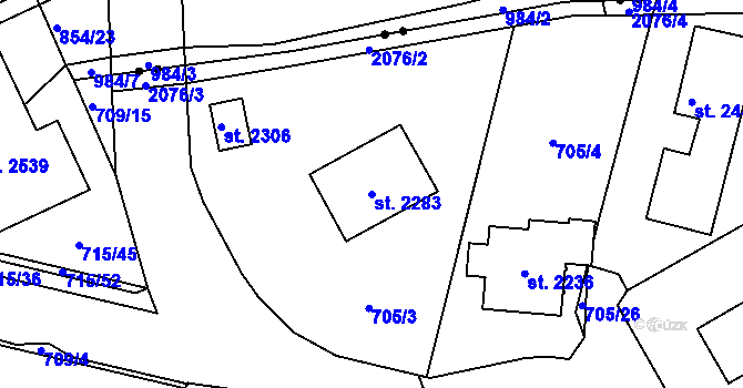 Parcela st. 2283 v KÚ Nové Město nad Metují, Katastrální mapa