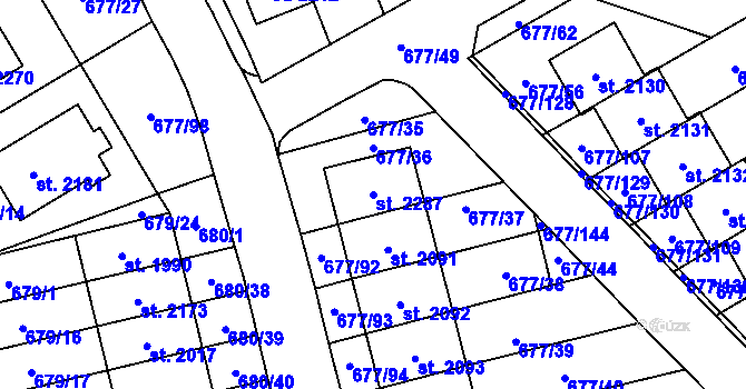 Parcela st. 2287 v KÚ Nové Město nad Metují, Katastrální mapa