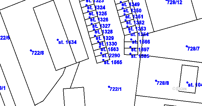 Parcela st. 2290 v KÚ Nové Město nad Metují, Katastrální mapa