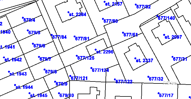 Parcela st. 2296 v KÚ Nové Město nad Metují, Katastrální mapa