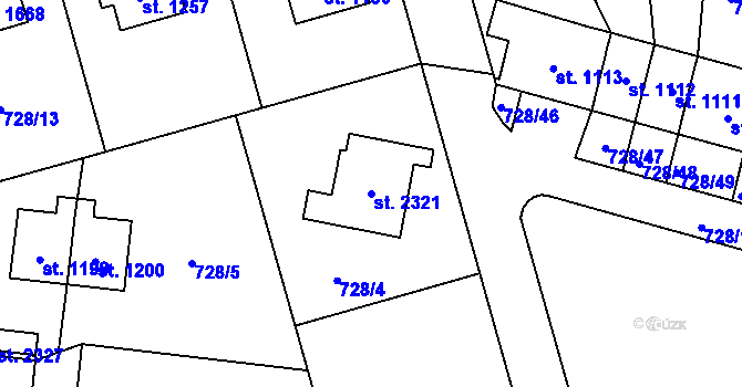 Parcela st. 2321 v KÚ Nové Město nad Metují, Katastrální mapa