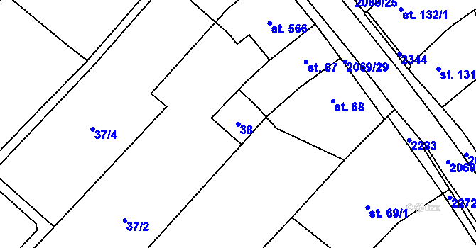 Parcela st. 38 v KÚ Nové Město nad Metují, Katastrální mapa