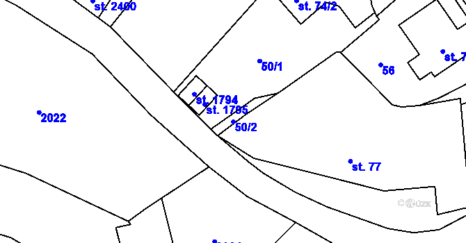 Parcela st. 50/2 v KÚ Nové Město nad Metují, Katastrální mapa