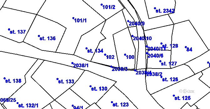 Parcela st. 102 v KÚ Nové Město nad Metují, Katastrální mapa