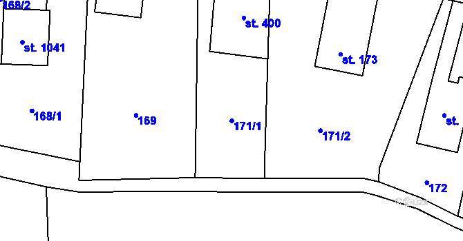 Parcela st. 171/1 v KÚ Nové Město nad Metují, Katastrální mapa