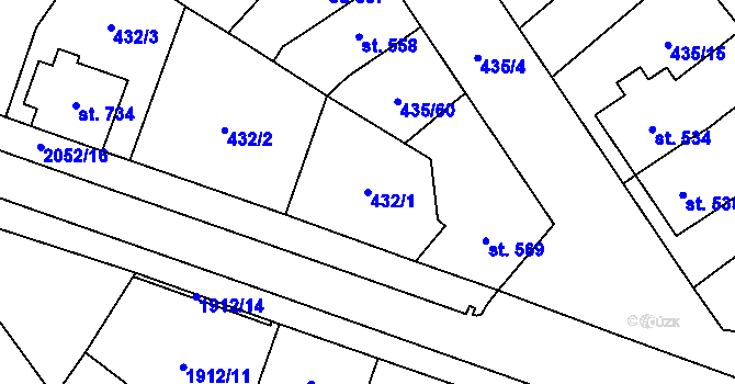 Parcela st. 432/1 v KÚ Nové Město nad Metují, Katastrální mapa