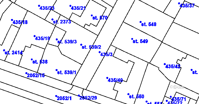 Parcela st. 435/3 v KÚ Nové Město nad Metují, Katastrální mapa