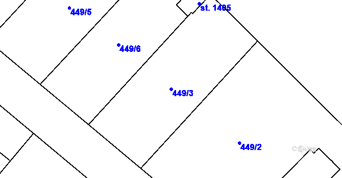 Parcela st. 449/3 v KÚ Nové Město nad Metují, Katastrální mapa